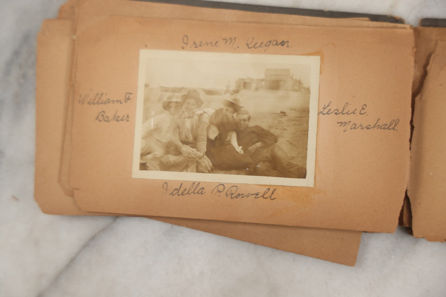 Lot 241 - Antique Snapshot And Cyanotype Photo Album Contained In A Victorian Autograph Book, Containing Photos Of The Students Of West Newbury High School, Massachusetts, Including Creative Group Shots, Beach Scenes, Playful Friends, And More