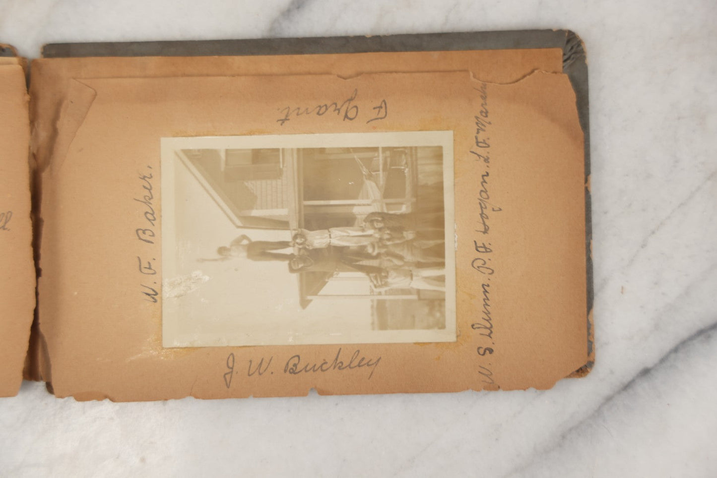 Lot 241 - Antique Snapshot And Cyanotype Photo Album Contained In A Victorian Autograph Book, Containing Photos Of The Students Of West Newbury High School, Massachusetts, Including Creative Group Shots, Beach Scenes, Playful Friends, And More