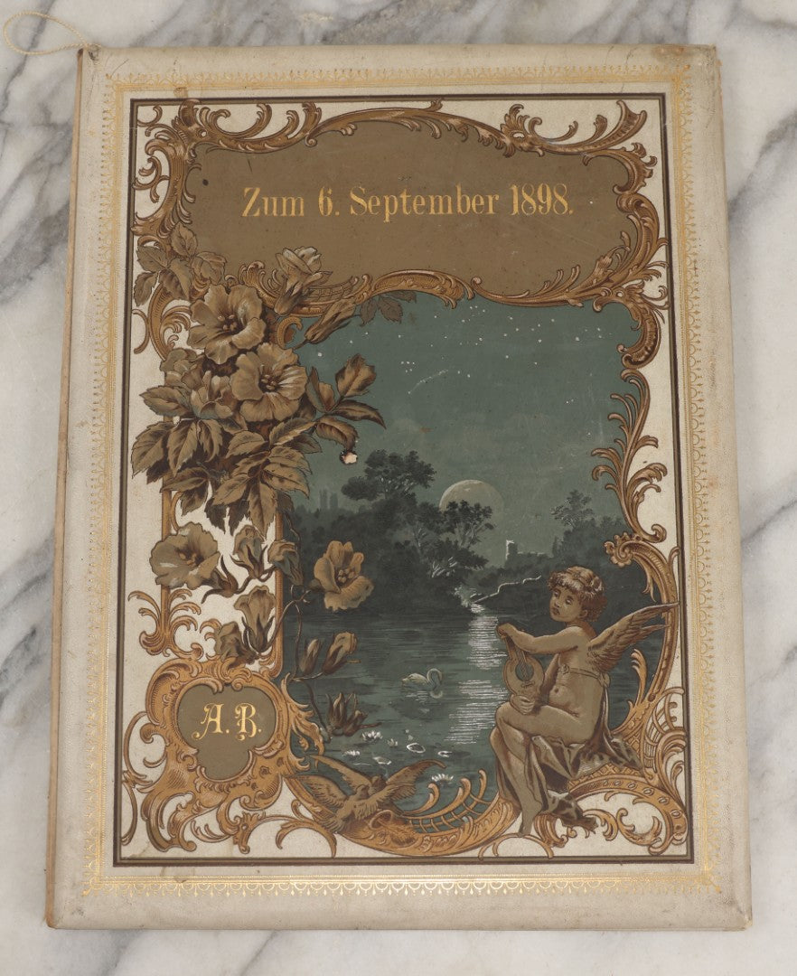 Lot 242 - Antique German Wedding Certificate Folio, For The Wedding Ceremony Of Mr. Leonard Abbot Jenkins And Miss Satia Jewett Hyde On September 6, 1898., Van Der
Albanus, Printers