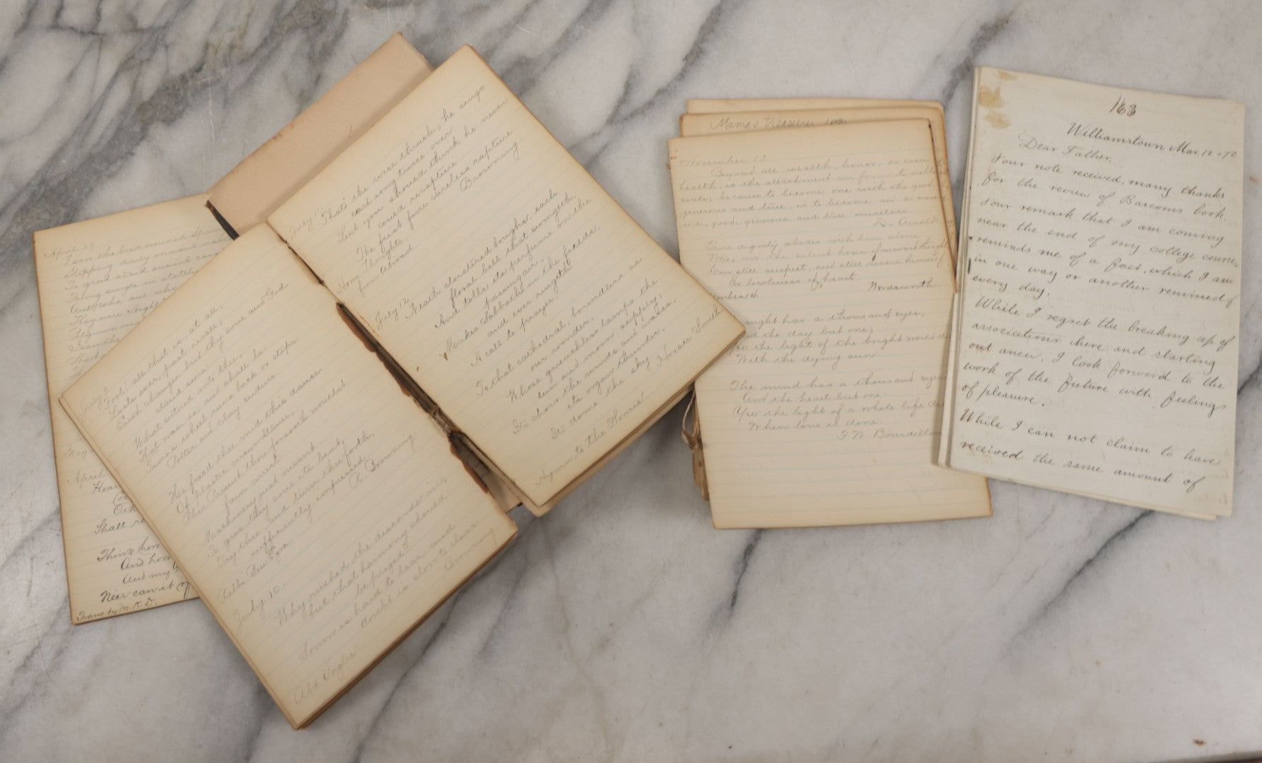 Lot 243 - Partial Antique Journal And Letters, Circa 1890s Including Letter From Son To Father Musing About His Senior Year At College