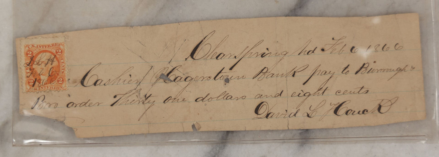 Lot 244 - Grouping Of Three Antique Handwritten Receipts, Including Framed Receipt From 1789, Other Mid 19th Century