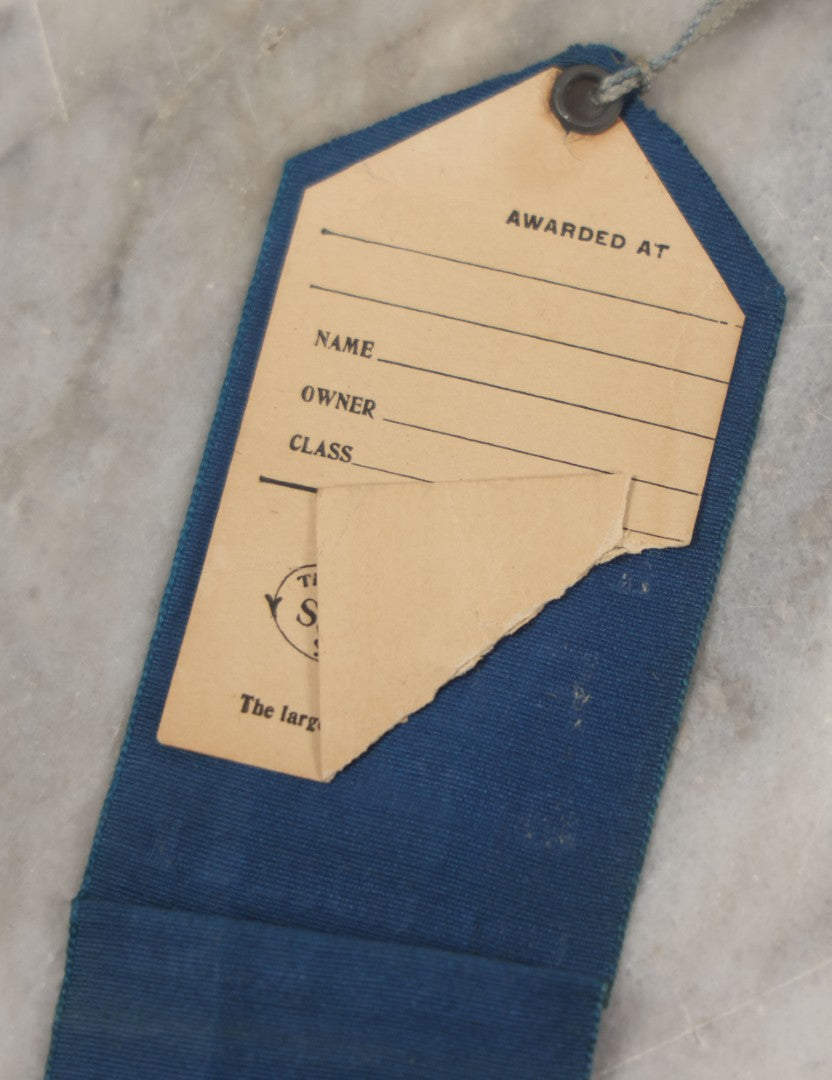 Lot 245 - Grouping Of Three Antique Prize Ribbons From The Eighth Annual Hopkinton Fair, George Park, Contoocook, New Hampshire, September 1922, Two Blue First Prize Badges, One Red Second Prize, Made By The Sommer Badge Mfg. Co., Newark, New Jersey