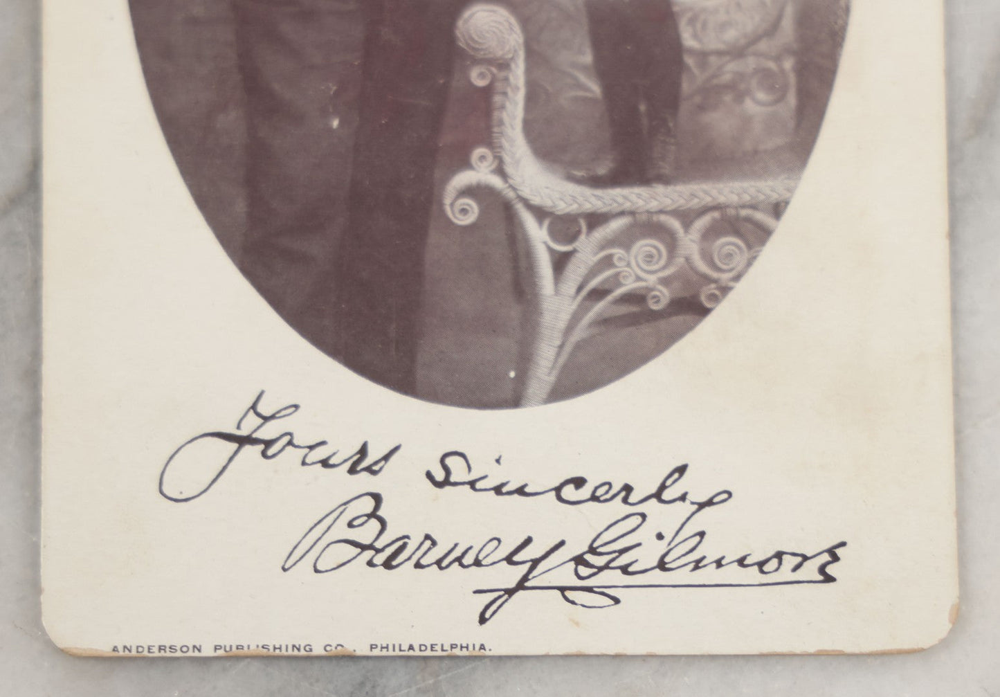Lot 248 - Antique Cabinet Card Collectible Photograph Of Actor Barney Gilmore With Co-Star, Facsimile Signature, Anderson Publishing Co., Philadelphia