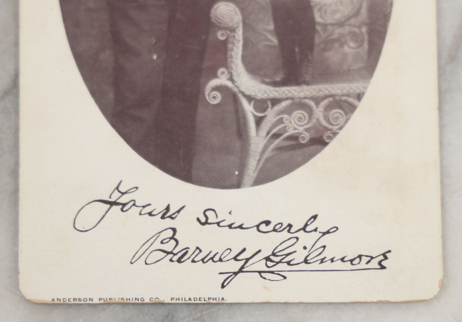 Lot 248 - Antique Cabinet Card Collectible Photograph Of Actor Barney Gilmore With Co-Star, Facsimile Signature, Anderson Publishing Co., Philadelphia