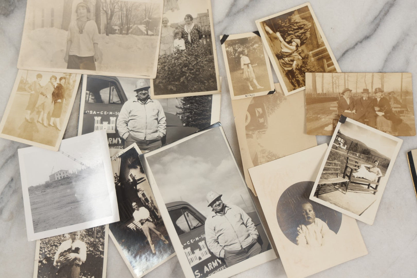 Lot 250 - Grouping Of Approximately 50 Vintage And Antique Snapshot Photographs, Mostly Of Daily Life, Cars, Military, Pets, Beach, And More