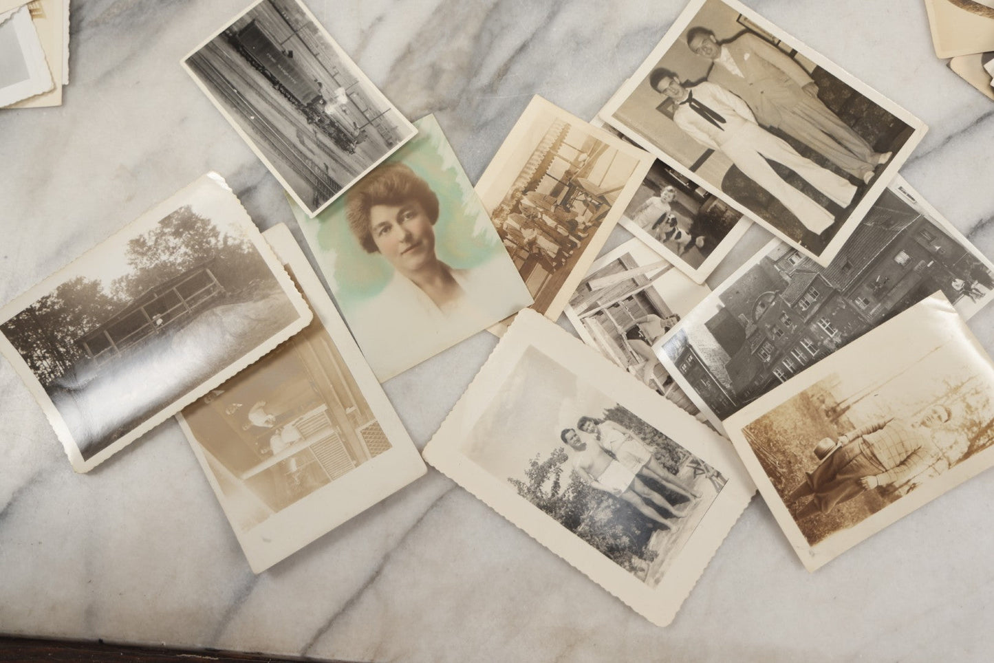 Lot 250 - Grouping Of Approximately 50 Vintage And Antique Snapshot Photographs, Mostly Of Daily Life, Cars, Military, Pets, Beach, And More