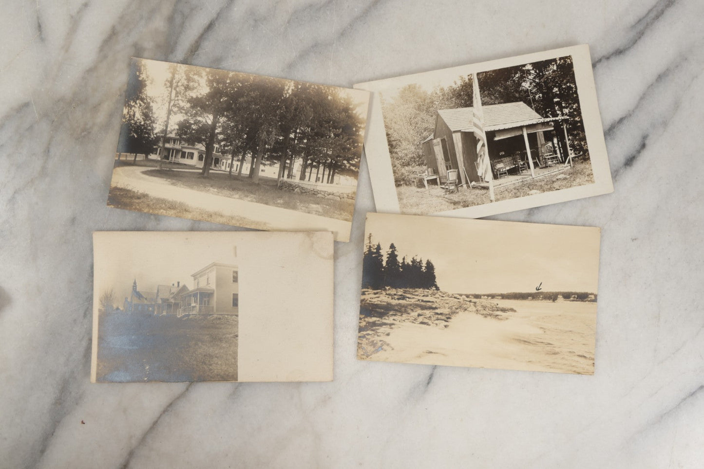 Lot 251 - Grouping Of Approximately 40 Antique Real Photo Postcards R.P.P.C., Mostly From The New Hampshire Seacoast, Hampton, Showing Homes And Buildings, Circa 1905-1910