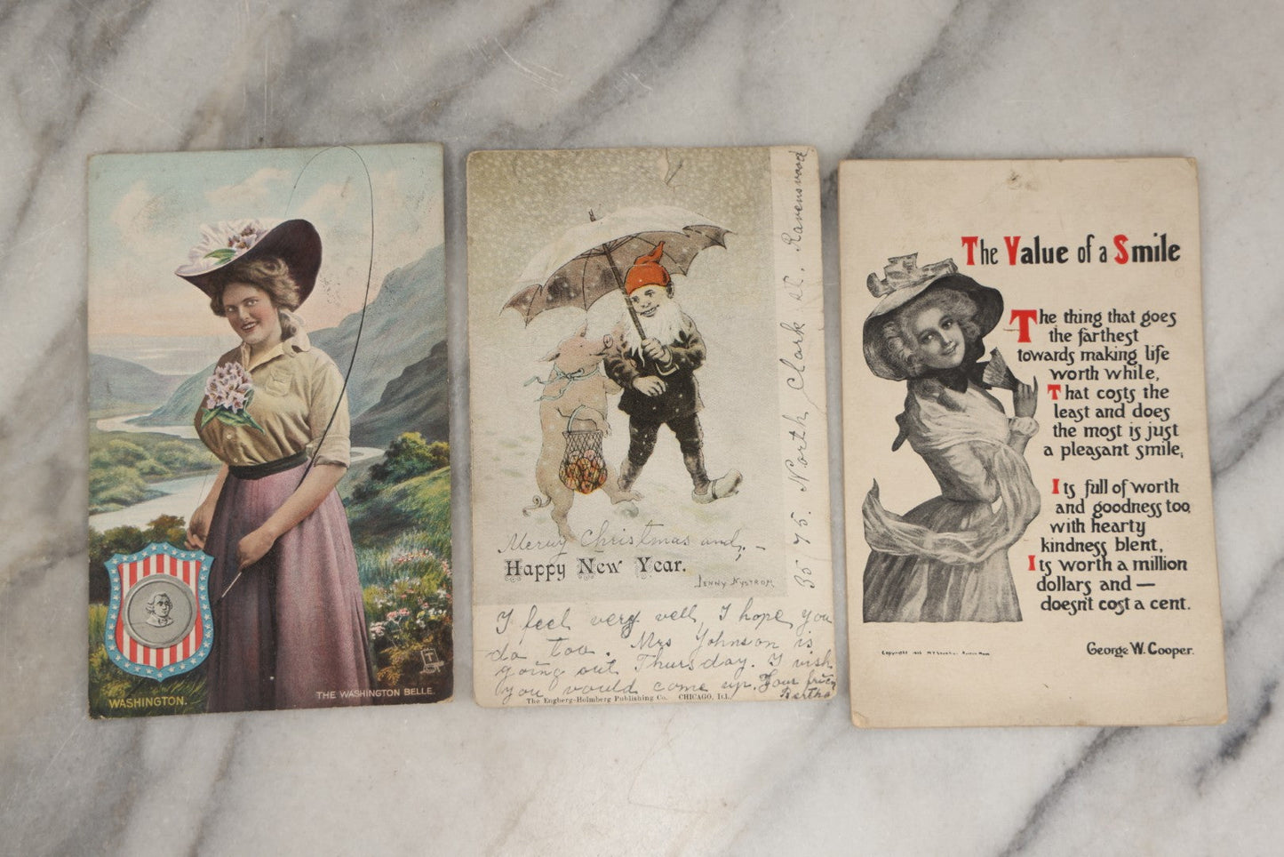 Lot 252 - Grouping Of Approximately 25 Antique And Vintage Postcards, Mostly For Holidays, Christmas, New Years, Easter, Including Novelty Cards And More
