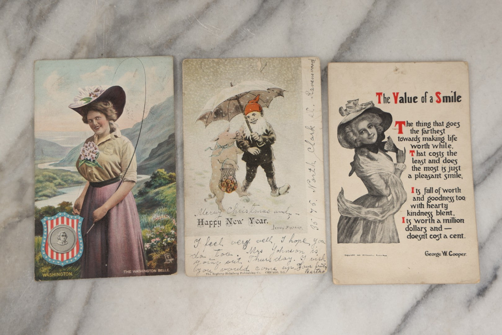 Lot 252 - Grouping Of Approximately 25 Antique And Vintage Postcards, Mostly For Holidays, Christmas, New Years, Easter, Including Novelty Cards And More