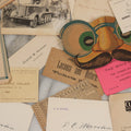 Lot 255 - Grouping Of Approximately 15 Antique And Vintage Ephemera Scraps Including Novelty Paper Glasses, Whiz-Bang Club Banquet Invite, Laconia Steamer Train Ticket, And More