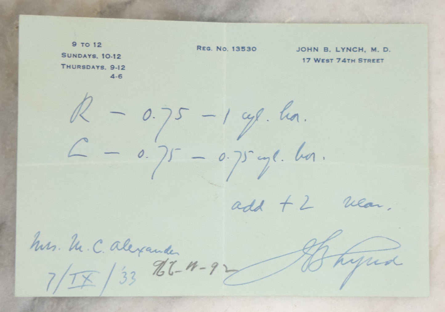 Lot 260 - Single Antique Ephemera Scrap, Prescription And Envelope From J.H. Maguire Inc., Opticians, New York City