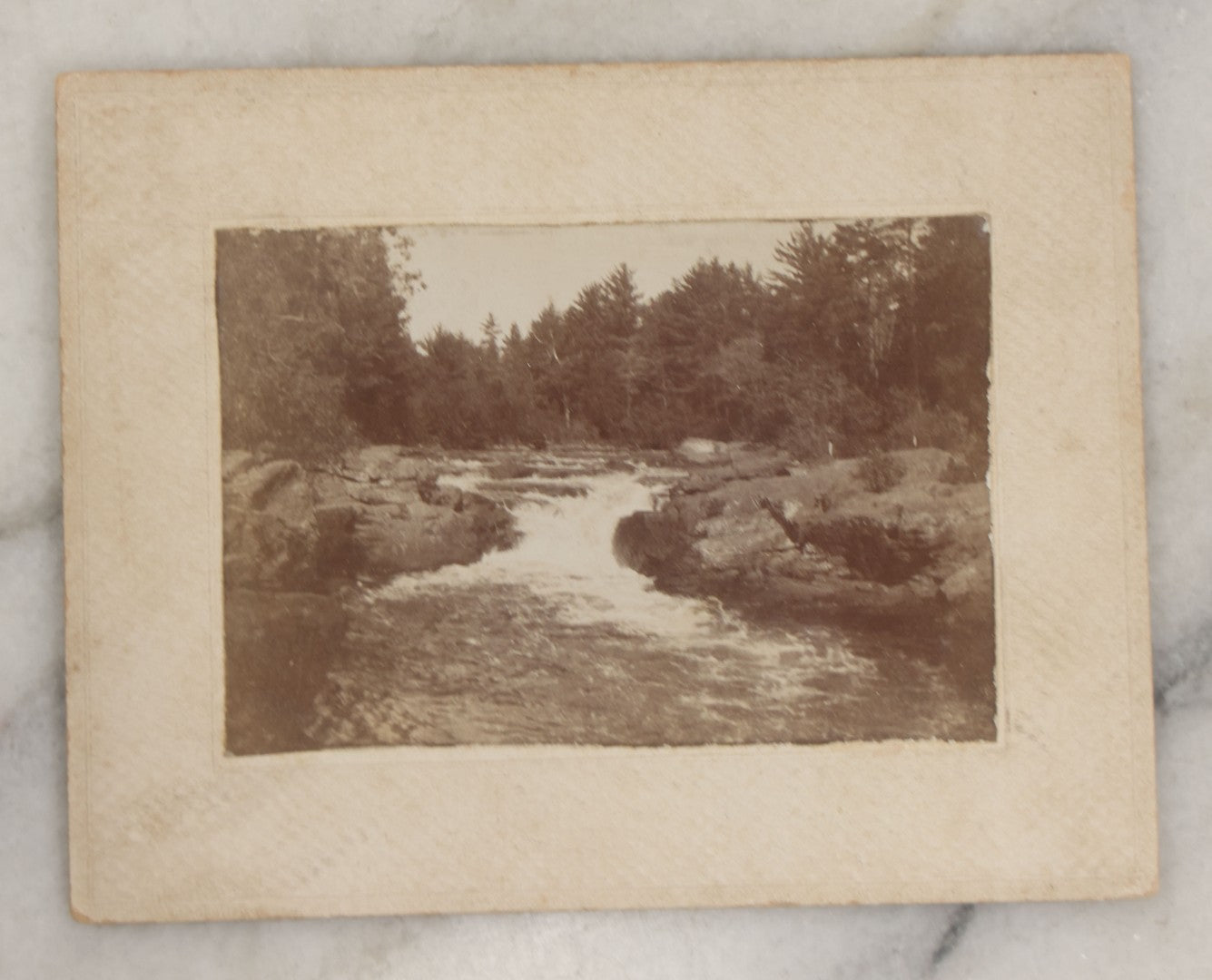 Lot 261 - Pair Of Antique Boarded Photographs, Including Man And Women Interior, Photo Of River, Flume