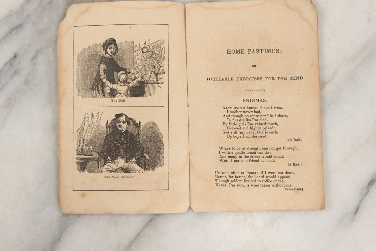 Lot 262 - "Home Pastimes Or Agreeable Exercises For The Mind" Antique Pamphlet With Poetry, Illustrations, And Riddles, Kiggins & Kellogg, Publishers, New York