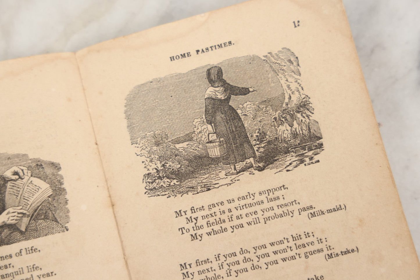 Lot 262 - "Home Pastimes Or Agreeable Exercises For The Mind" Antique Pamphlet With Poetry, Illustrations, And Riddles, Kiggins & Kellogg, Publishers, New York