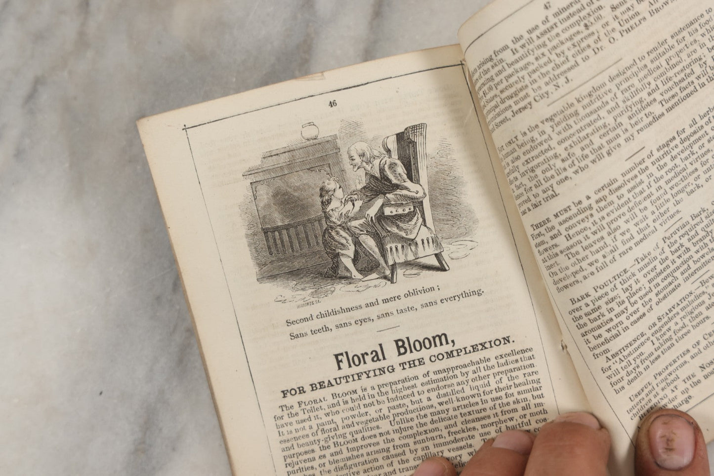 Lot 263 - "Seven Ages Of Man's Life" Antique 1869 Brown's Almanac Booklet With Theatrical Illustrations On Cover And Throughout, Featuring "Shakespeare's Seven Ages," Medical Cure Essays, And Almanac Calendars
