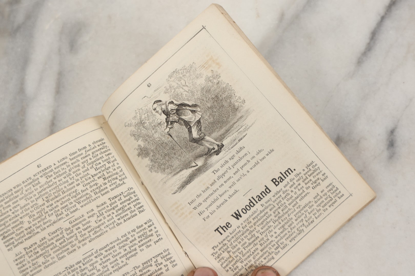 Lot 263 - "Seven Ages Of Man's Life" Antique 1869 Brown's Almanac Booklet With Theatrical Illustrations On Cover And Throughout, Featuring "Shakespeare's Seven Ages," Medical Cure Essays, And Almanac Calendars