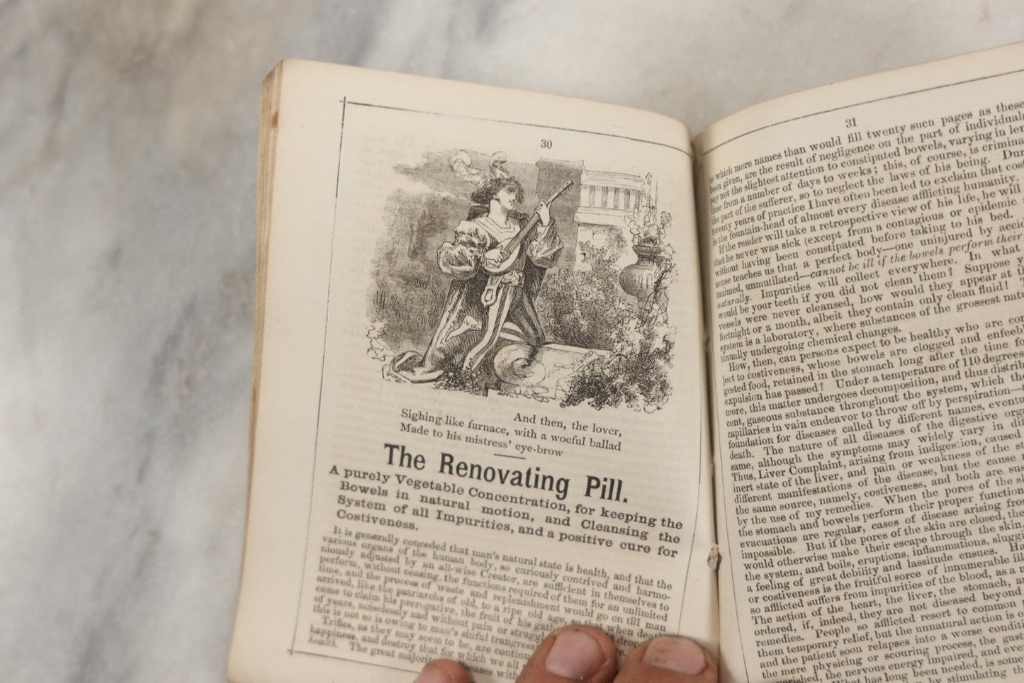 Lot 263 - "Seven Ages Of Man's Life" Antique 1869 Brown's Almanac Booklet With Theatrical Illustrations On Cover And Throughout, Featuring "Shakespeare's Seven Ages," Medical Cure Essays, And Almanac Calendars