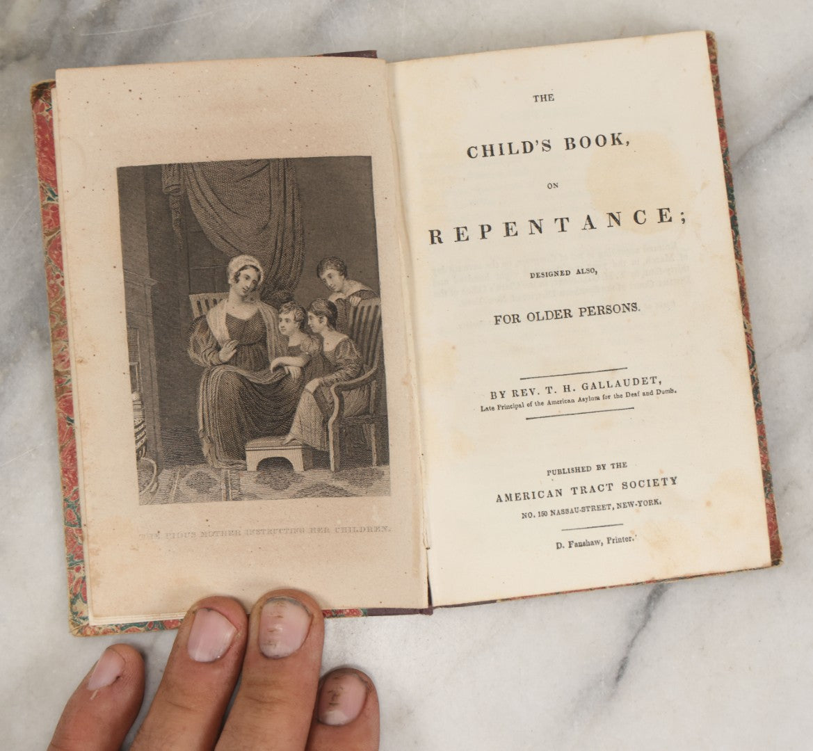 Lot 270 - "The Child's Book Of Repentance" Antique Illustrated Book By Rev. T.H. Gallaudet, Late Principal Of The American Asylum For The Deaf And Dumb, American Tract Society, Publishers, New York, 1834