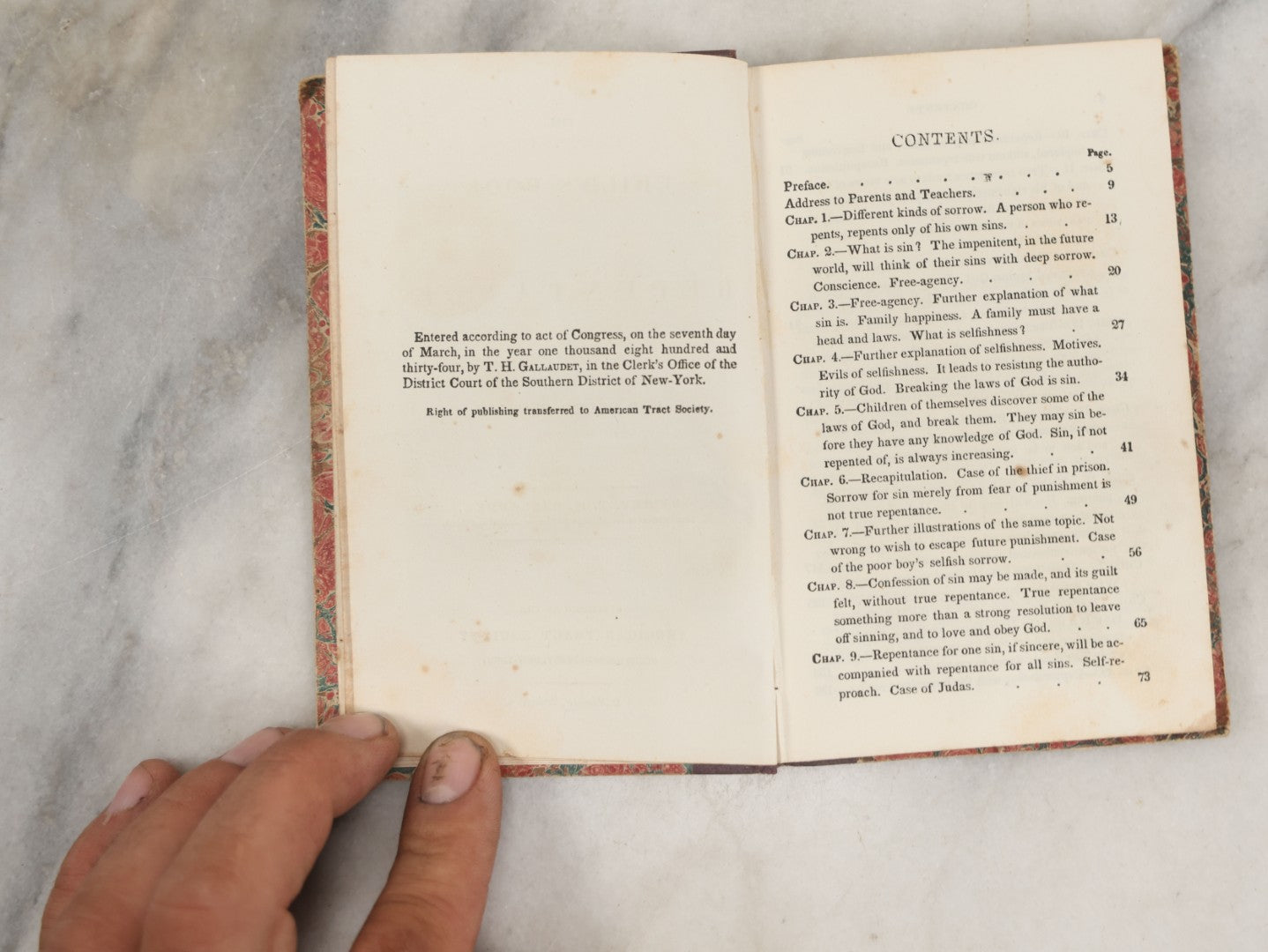 Lot 270 - "The Child's Book Of Repentance" Antique Illustrated Book By Rev. T.H. Gallaudet, Late Principal Of The American Asylum For The Deaf And Dumb, American Tract Society, Publishers, New York, 1834