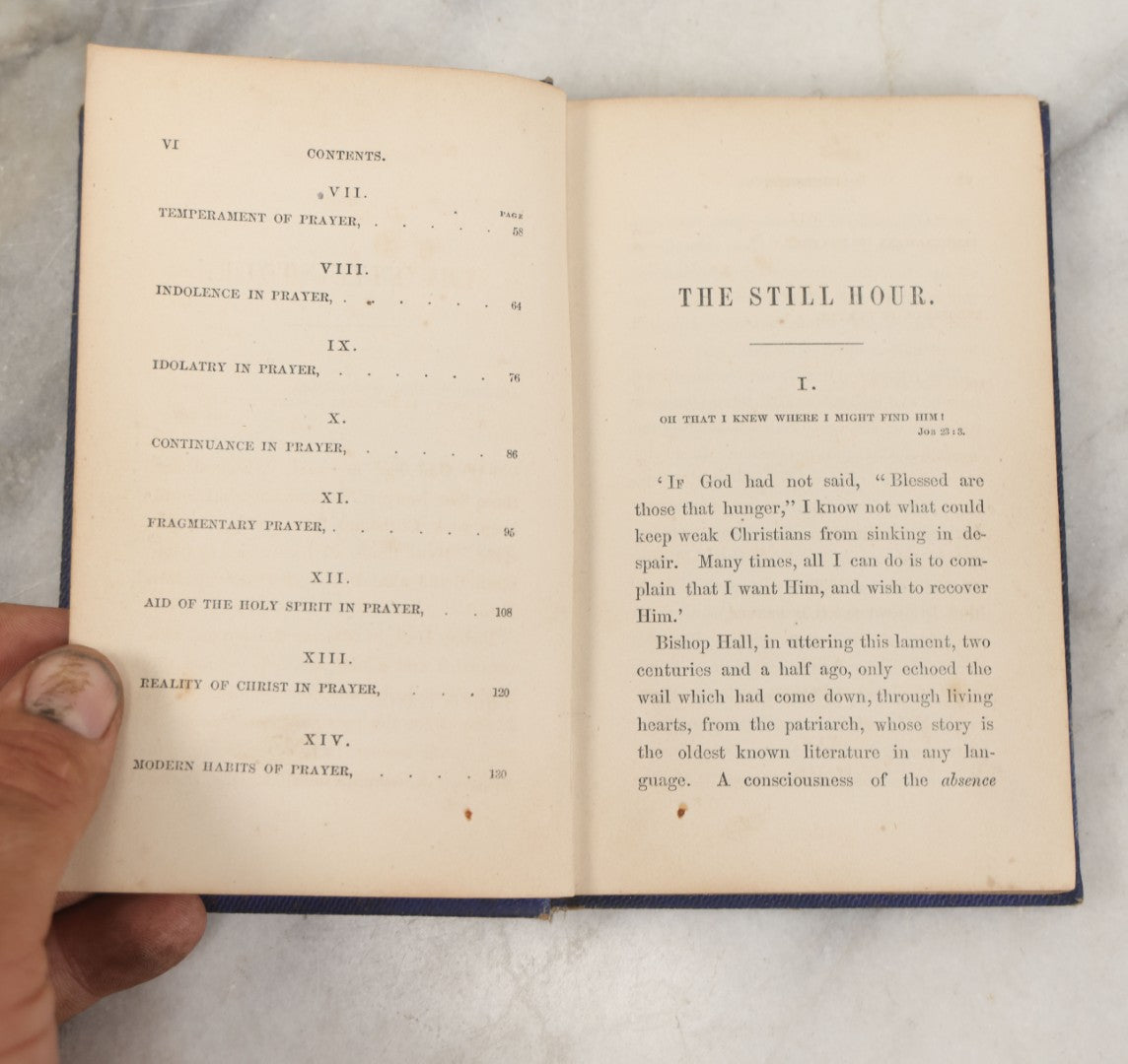 Lot 271 - "The Still Hour, Or Communion With God" Antique Book By Austin Phelps, Andover Theological Seminary Professor, American Tract Society, Publisher, Boston, 1860
