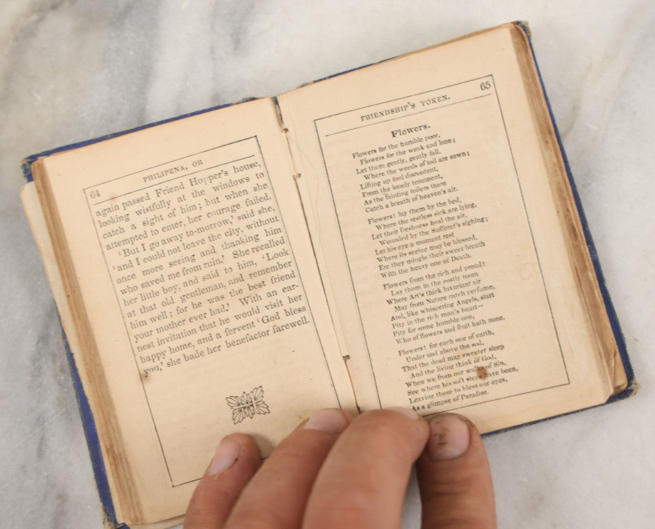 Lot 272 - "The Philipena, Or Friendship's Token: A Present For All Seasons" Antique Miniature Book With Illustrated Color Frontispiece, Prose And Poetry, Cottrell And Company, Publishers, Boston, 1885 Inscription