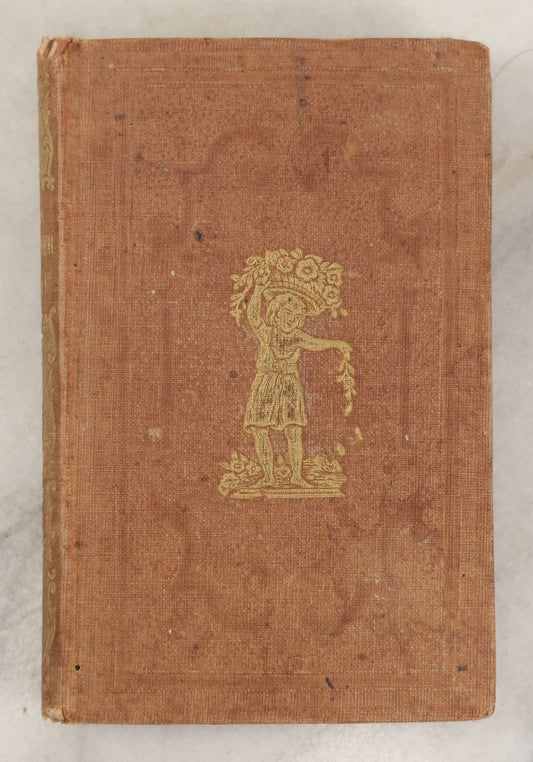 Lot 273 - "The Flower Vase; Containing The Language Of Flowers And Their Poetic Sentiments" Antique Miniature Illustrated Book With Color Frontispiece Of Flower Vase, By Miss S.C. Edgarton, Merrill And Heywood, Publishers, Lowell, Massachusetts, 1848