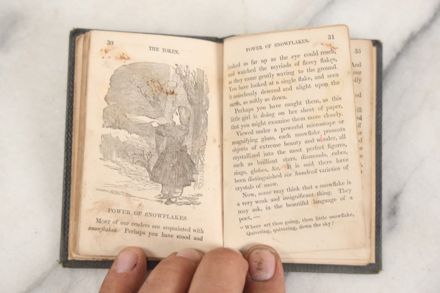 Lot 275 - "The Token" Antique Illustrated Miniature Children's Story Book, Taggard & Thompson, Publishers, Boston, 1863, Embossed Geometric Design On Covers