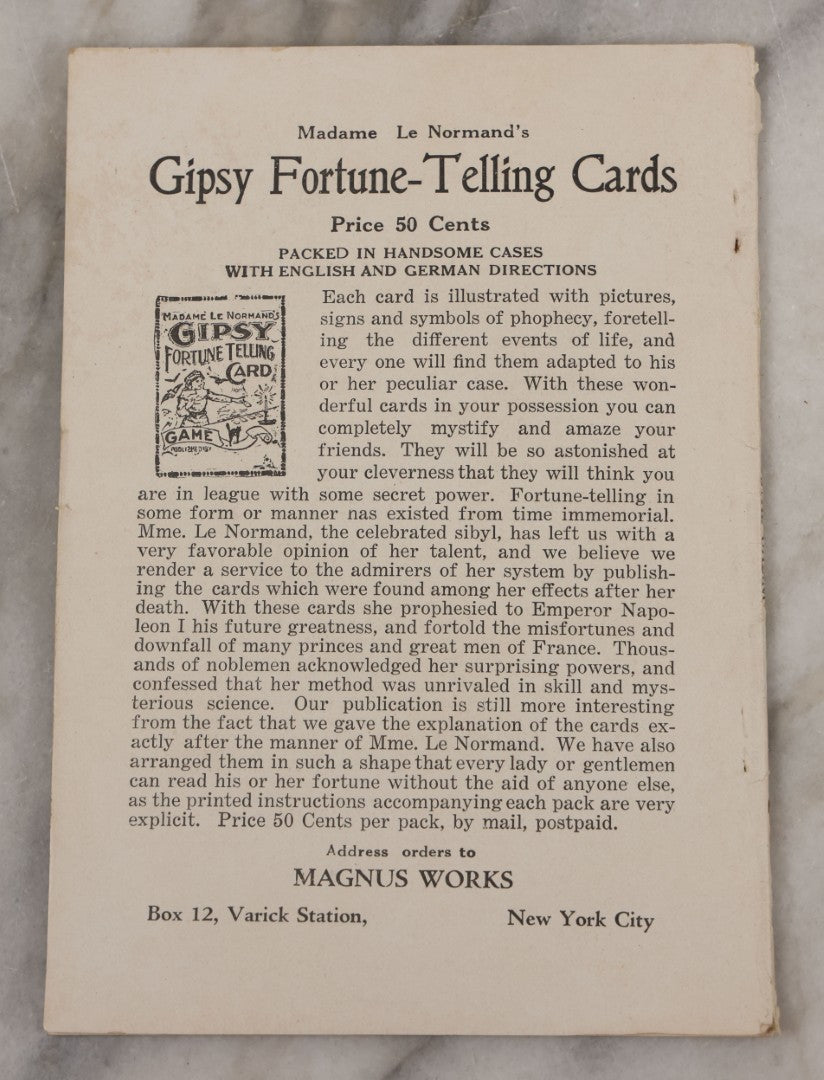 Lot 003 - "Crystal Gazing" Antique Booklet By Julius Zancig, World's Greatest Mind Reader, "The Unseen World, A Treatise On The Art Of Concentration," Copyright 1923, Magnus Works, New York City