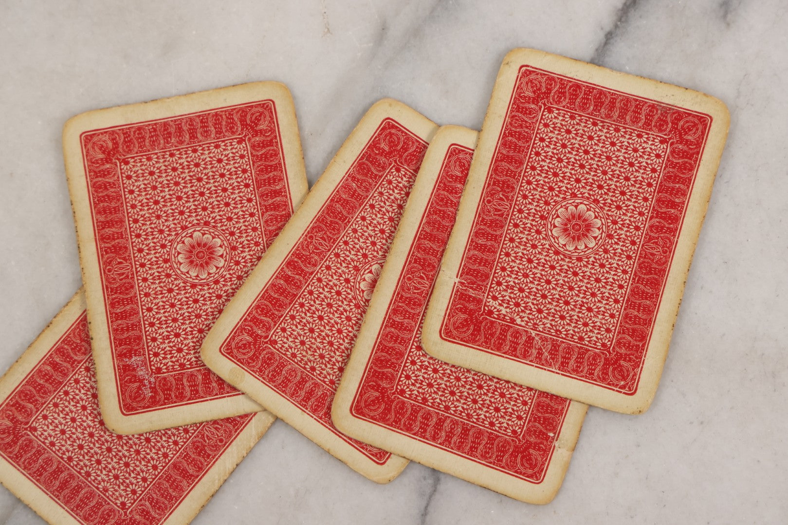 Lot 004 - Deck Of 50 Antique Playing Cards With Handwritten Fortune Telling Game Added, Handwriting Contemporary With Cards, Cards Manufactured By Russell Playing Card Co., New York, U.S.A
