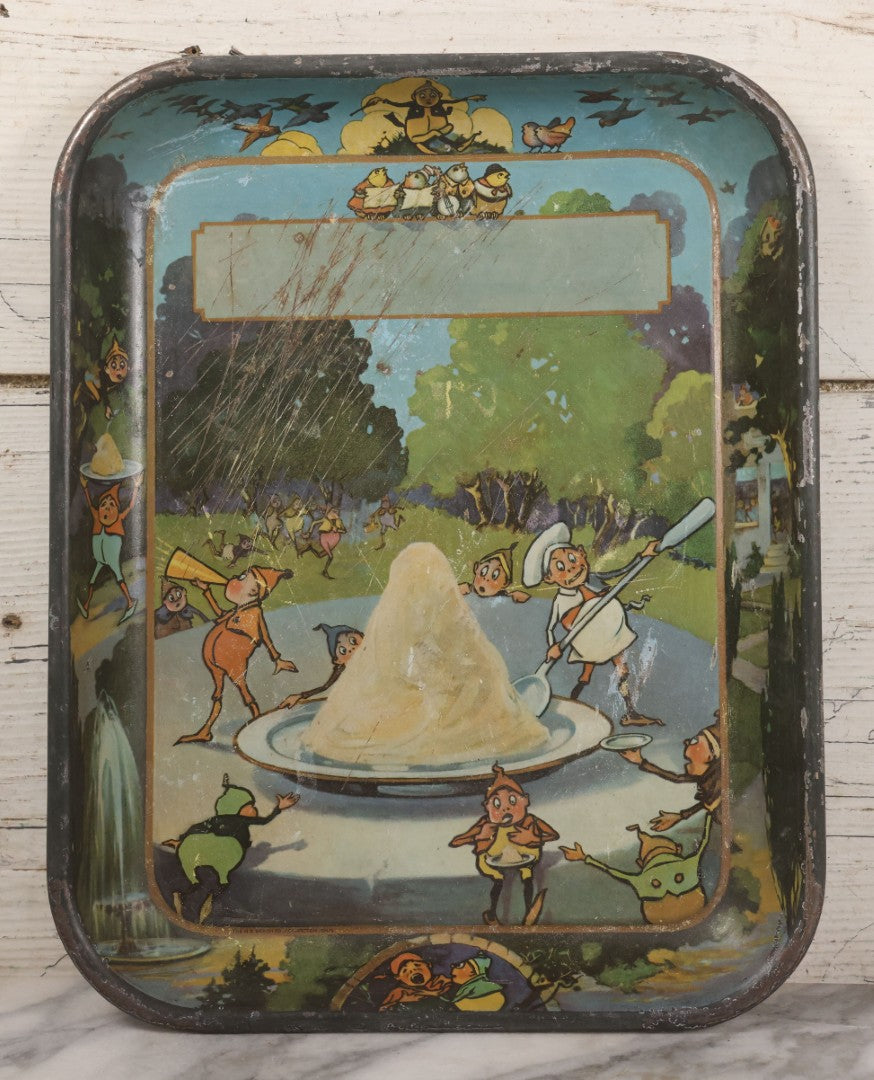 Lot 007 - Antique Tin Lithograph Palmer Cox Brownies Ice Cream Advertising Tray Blank, Manufactured By The H.D. Beach Co., Coshocton, Ohio, Note Scratches, Wear