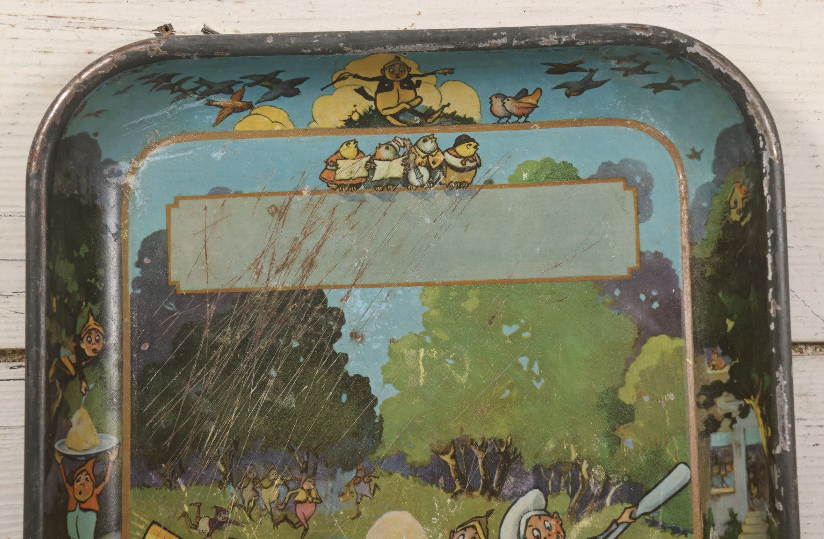 Lot 007 - Antique Tin Lithograph Palmer Cox Brownies Ice Cream Advertising Tray Blank, Manufactured By The H.D. Beach Co., Coshocton, Ohio, Note Scratches, Wear