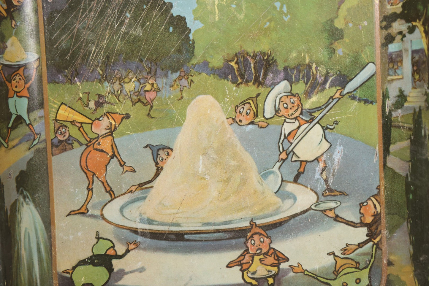 Lot 007 - Antique Tin Lithograph Palmer Cox Brownies Ice Cream Advertising Tray Blank, Manufactured By The H.D. Beach Co., Coshocton, Ohio, Note Scratches, Wear