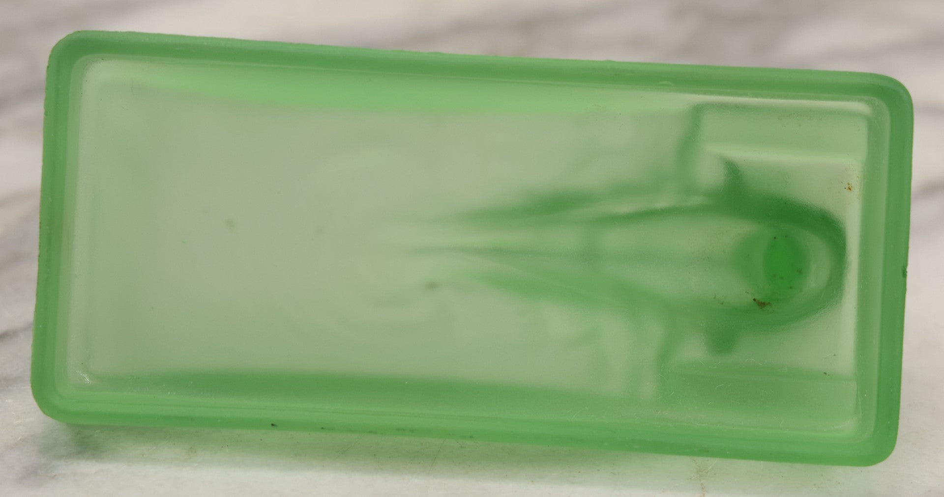 Lot 012 - Vintage Art Deco Uranium Satin Glass Trinket Or Soap Dish, Molded In Green Glass With Seated Nude Female Figure, Circa 1920s–1930s Glows Under Black Light