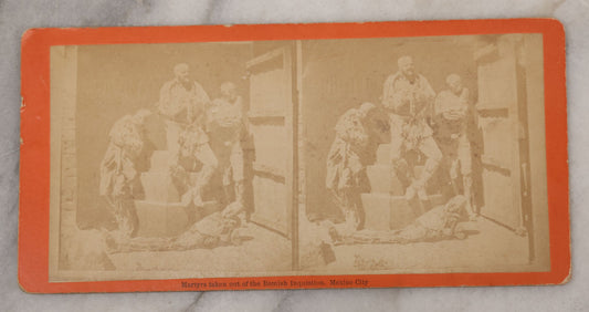 Lot 018 - Antique Stereoview Stereo Optic 3D Photo Card, Martyrs Taken Out Of The Romish Inquisition, Mexico City, Photo Of Posed Corpses