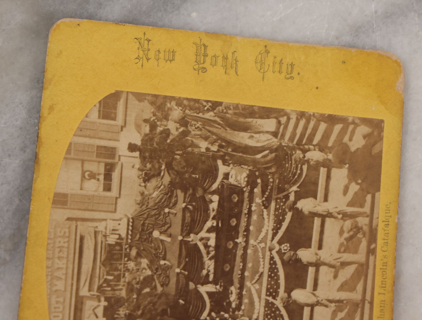 Lot 019 - Antique Stereoview Stereo Optic 3D Photo Card, Abraham Lincoln's Catafalque (Casket), American Views No. 353, New York City