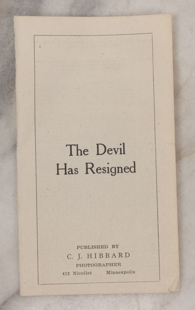 Lot 024 - Antique Two-Page Tract, "The Devil Has Resigned," Published By C.J. Hibbard, Minneapolis, Minnesota, Satirical Letter To Kaiser Wilhelm From Satan, Penned By Louis Syberkrop, World War One Era