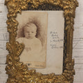 Lot 026 - Antique Pressed Brass Frame Containing A Carte De Visite C.D.V. Photograph Of Alden Eaton White Taken October 1885, With Obituary Of Mother Mary Howe White On Verso, Died From Complications During Childbirth, Photo Taken Salem, Massachusetts