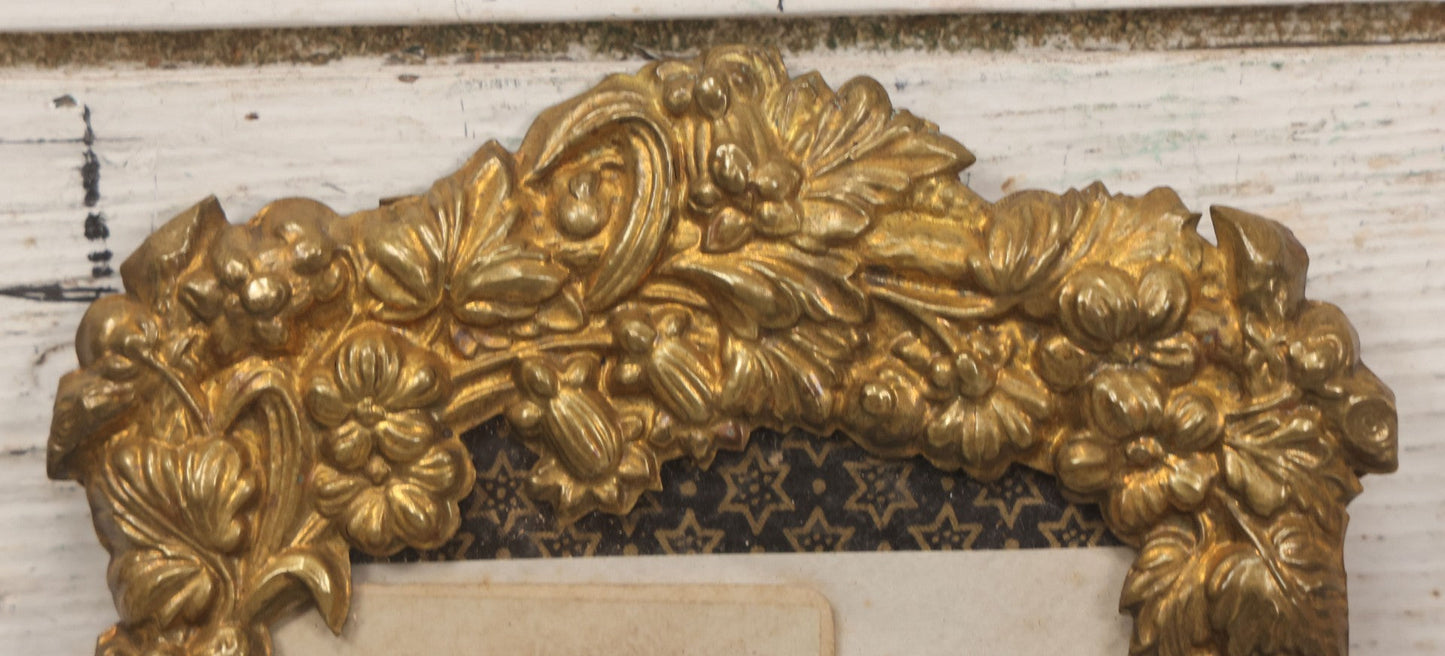 Lot 026 - Antique Pressed Brass Frame Containing A Carte De Visite C.D.V. Photograph Of Alden Eaton White Taken October 1885, With Obituary Of Mother Mary Howe White On Verso, Died From Complications During Childbirth, Photo Taken Salem, Massachusetts