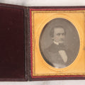 Lot 027 - Antique 1/6th Plate Daguerreotype Photograph Of A Middle Aged Man, Photographed By McClees & Germon, Philadelphia Pennsylvania, Marked On Brass Mat, In Full Intact Leatherette Union Case, Circa 1850