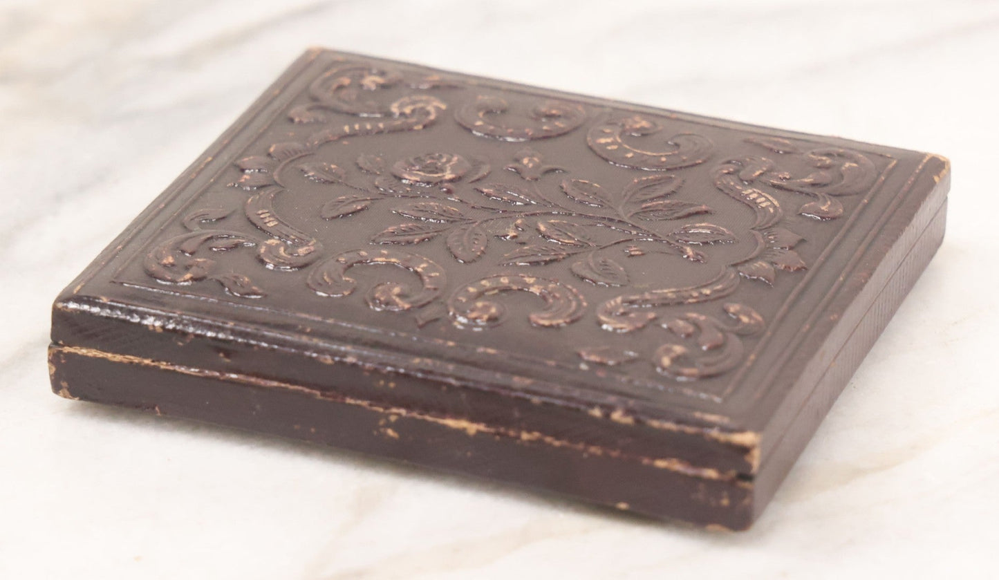 Lot 027 - Antique 1/6th Plate Daguerreotype Photograph Of A Middle Aged Man, Photographed By McClees & Germon, Philadelphia Pennsylvania, Marked On Brass Mat, In Full Intact Leatherette Union Case, Circa 1850