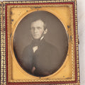 Lot 028 - Antique 1/6th Plate Daguerreotype Photograph Of A Middle Aged Man With A Chin Strap Beard, Photographed By Bell & Clayton, Philadelphia, Marked On Case Pillow, In Full Intact Leatherette Union Case, Circa 1855