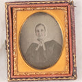 Lot 031 - Antique 1/6th Plate Daguerreotype Photograph Of An Elderly Woman In A White Bonnet In A Half Leatherette Union Case