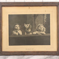 Lot 034 - Antique Comic Collectible Photo, Allegorical Three Theological Virtues, "Faith, Hope, And Charity" Depicted By Two Children And Their Dog, Copyright 1909 By R. Hill, In Frame, 12-1/8" x 10-1/8"