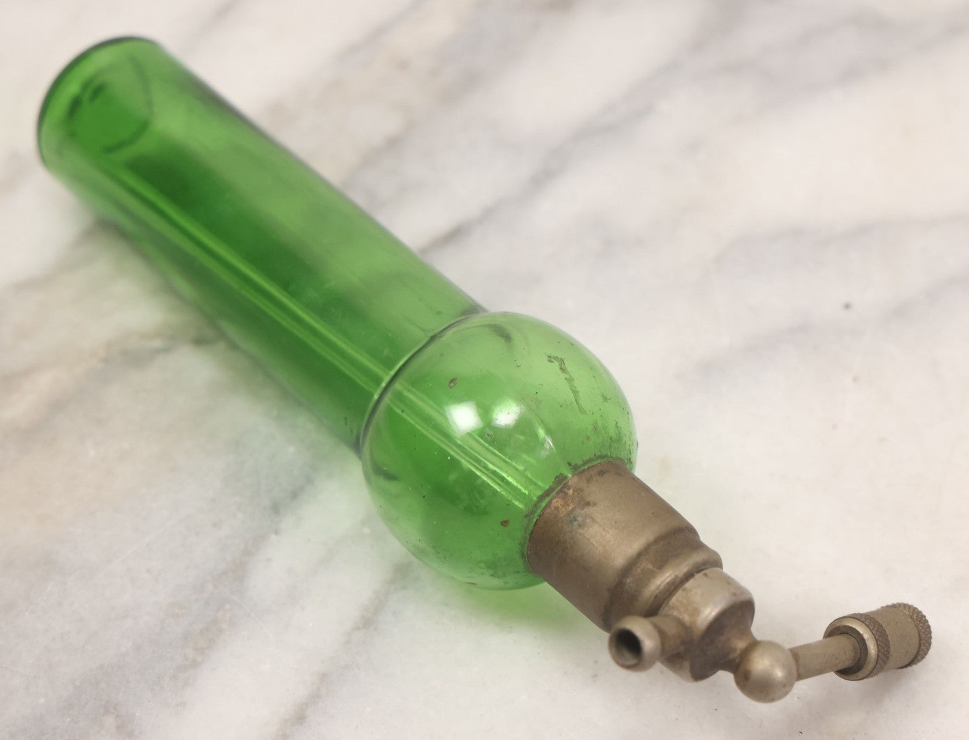 Lot 045 - Vintage DeVilbiss Medical Dental Green Glass Atomizer, Note Incomplete, 6-1/2" H