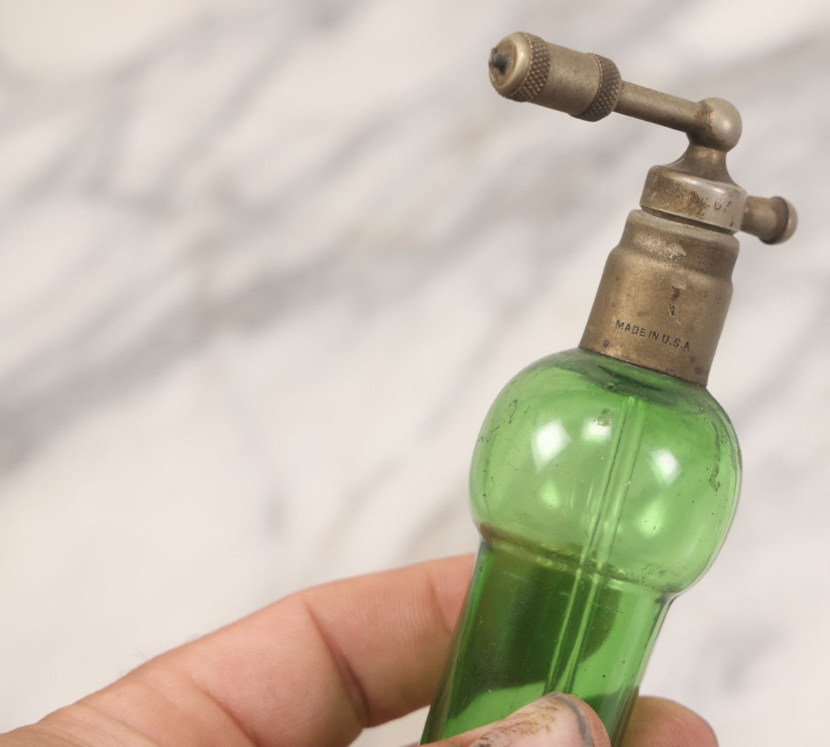 Lot 045 - Vintage DeVilbiss Medical Dental Green Glass Atomizer, Note Incomplete, 6-1/2" H