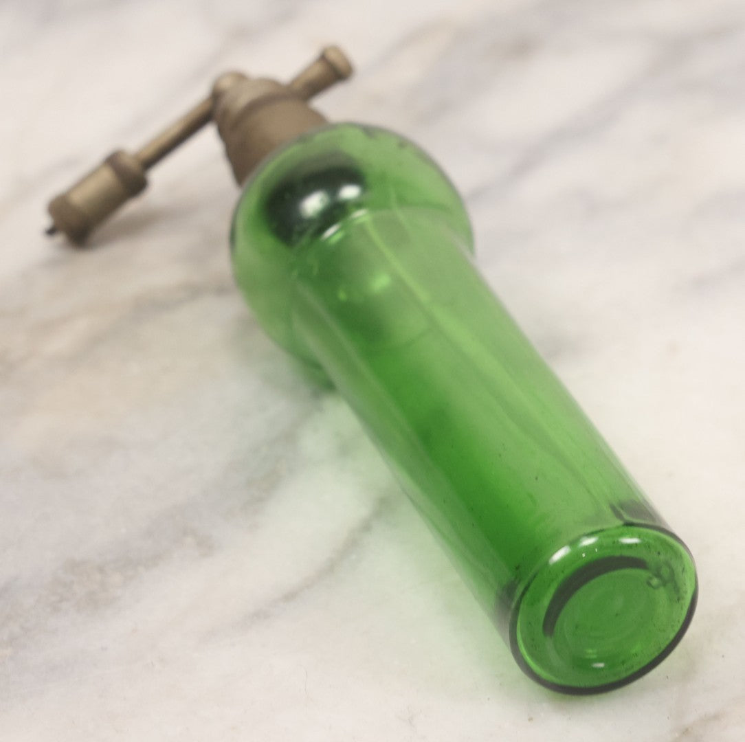 Lot 045 - Vintage DeVilbiss Medical Dental Green Glass Atomizer, Note Incomplete, 6-1/2" H