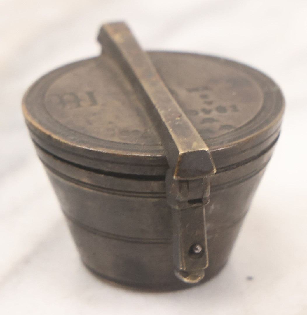 Lot 046 - Antique Bronze Nested Apothecary Or Military Measuring Cup Weight Set, Seven Total Pieces, With Swedish Kronor Symbol, Marked 1840
