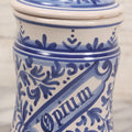 Lot 047 - Contemporary Replica Catalan Ceramic Pharmacy Apothecary "Opium" Jar, Fantasy Item, Artist Signed, J. Baday, Barcelona, Spain, 6-3/8" H