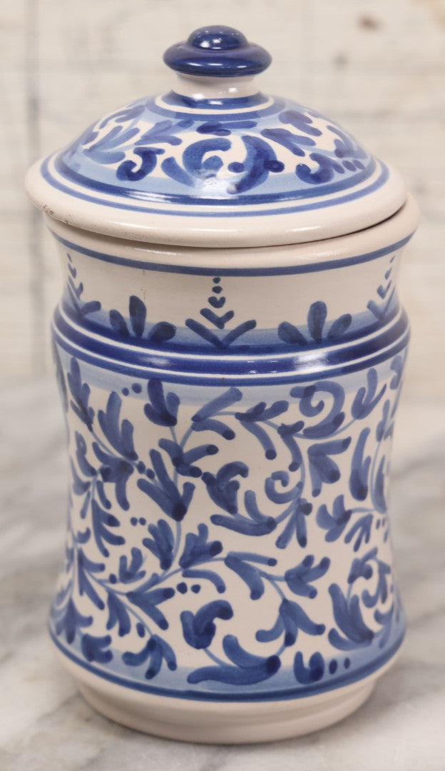 Lot 047 - Contemporary Replica Catalan Ceramic Pharmacy Apothecary "Opium" Jar, Fantasy Item, Artist Signed, J. Baday, Barcelona, Spain, 6-3/8" H
