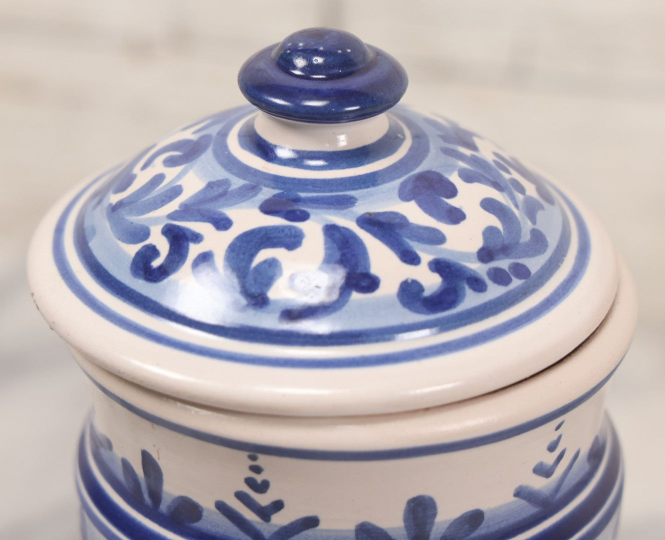 Lot 047 - Contemporary Replica Catalan Ceramic Pharmacy Apothecary "Opium" Jar, Fantasy Item, Artist Signed, J. Baday, Barcelona, Spain, 6-3/8" H